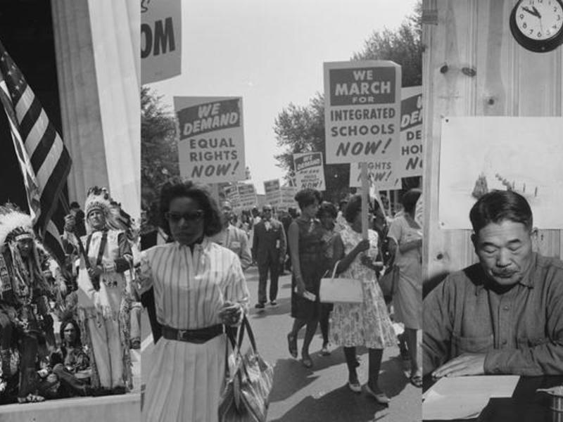 America and race collage image