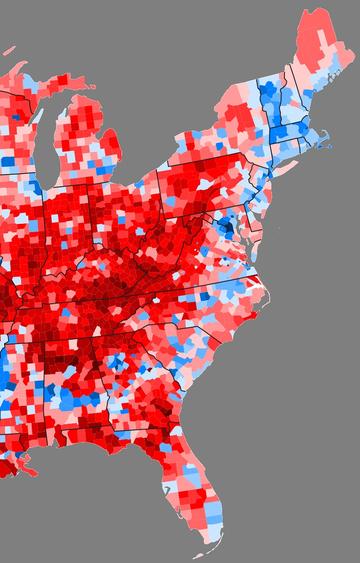 2020 US presidential margins by county, Crossover1370, Wikimedia Commons (cropped) - CC BY-SA 4.0 - https://commons.wikimedia.org/wiki/File:2020_US_presidential_margins_by_county.svg