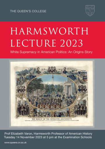 Poster - Harmsworth Lecture 2023 by Elizabeth Varon